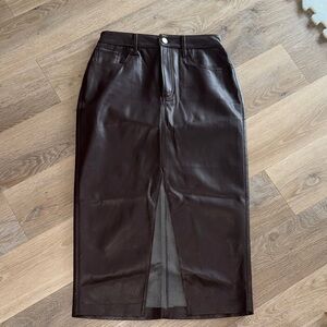 Express Dark chocolate Brown Faux Leather Midi Skirt
